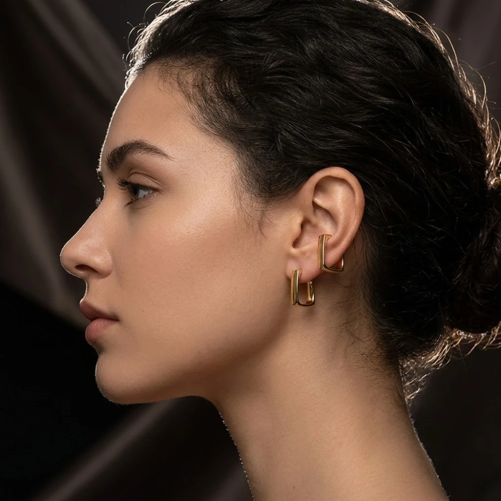 Foiled Square Gold - Earring